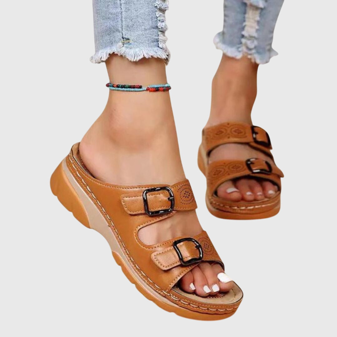 Rufina™ Leather Wedge Sandals