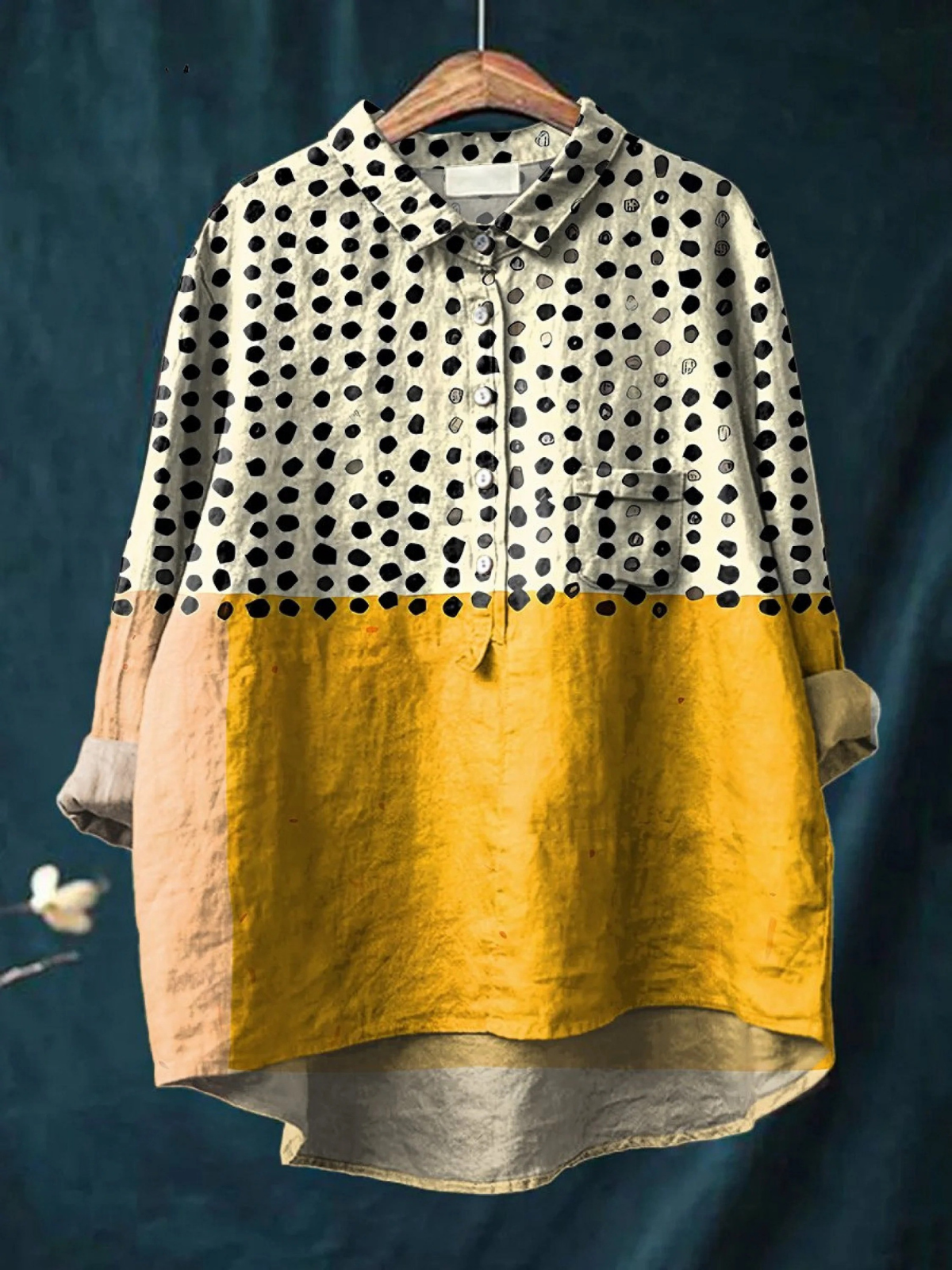 Lauretta™ Yellow Dot Print Shirt