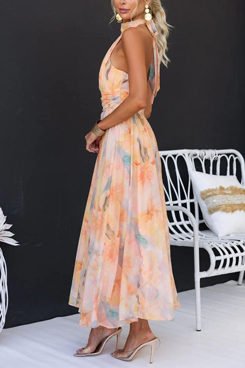 Aubrielle™ Printed Halter Maxi Dress