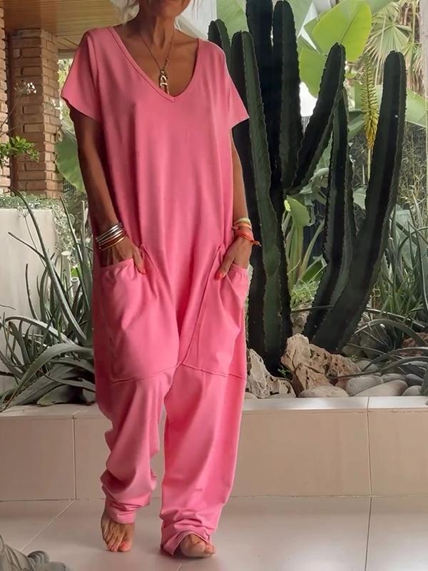 Filomena™ Cotton V-Neck Jumpsuit
