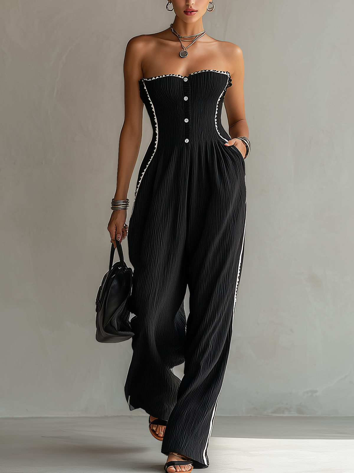 Fernanda™ Strapless Ribbon Trim Jumpsuit
