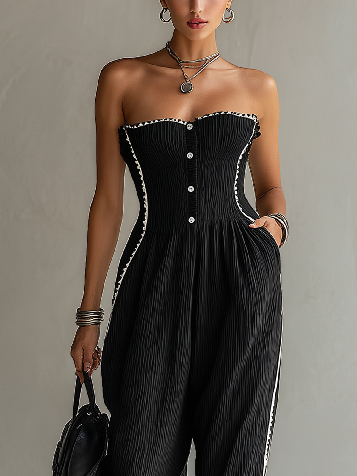 Fernanda™ Strapless Ribbon Trim Jumpsuit