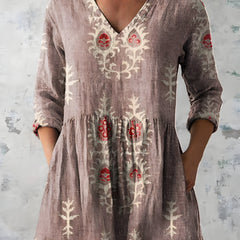Katherine™ Long V-Neck Blouse — Everly style in Pink
