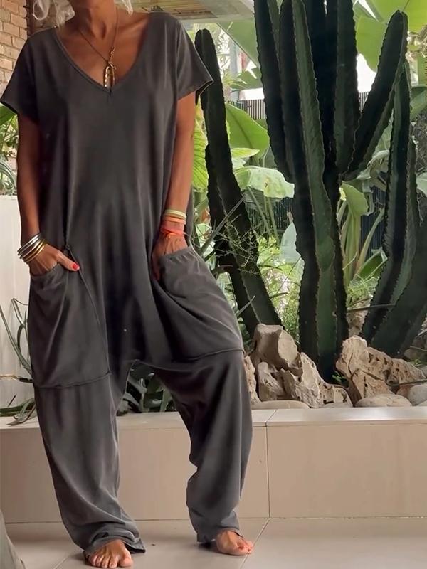 Filomena™ Cotton V-Neck Jumpsuit