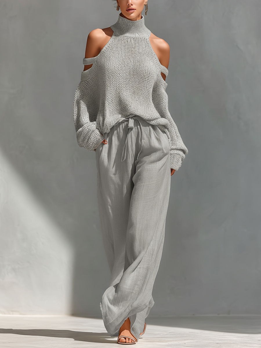 Alberthina™ Turtleneck Wide-Leg Knit Set