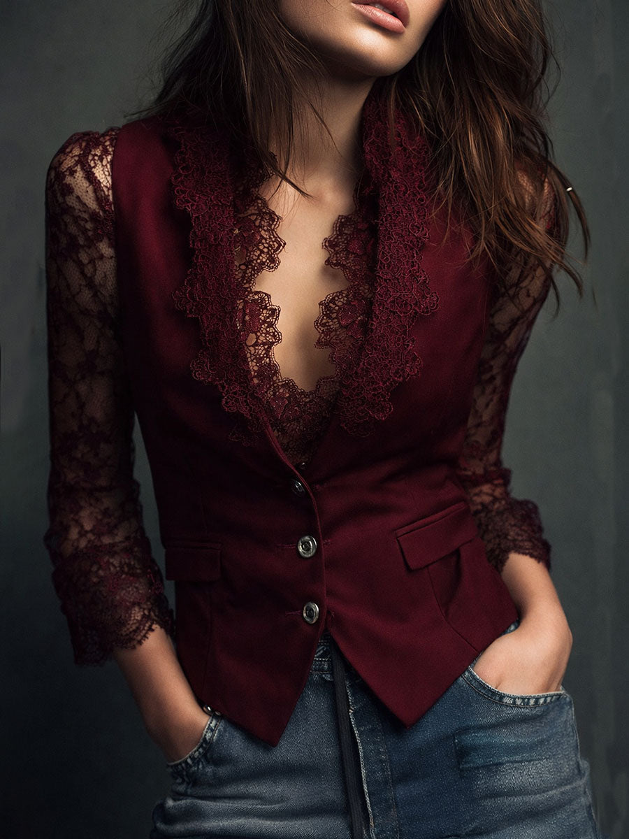 Millicent™ Lace Panel Sleeve Top