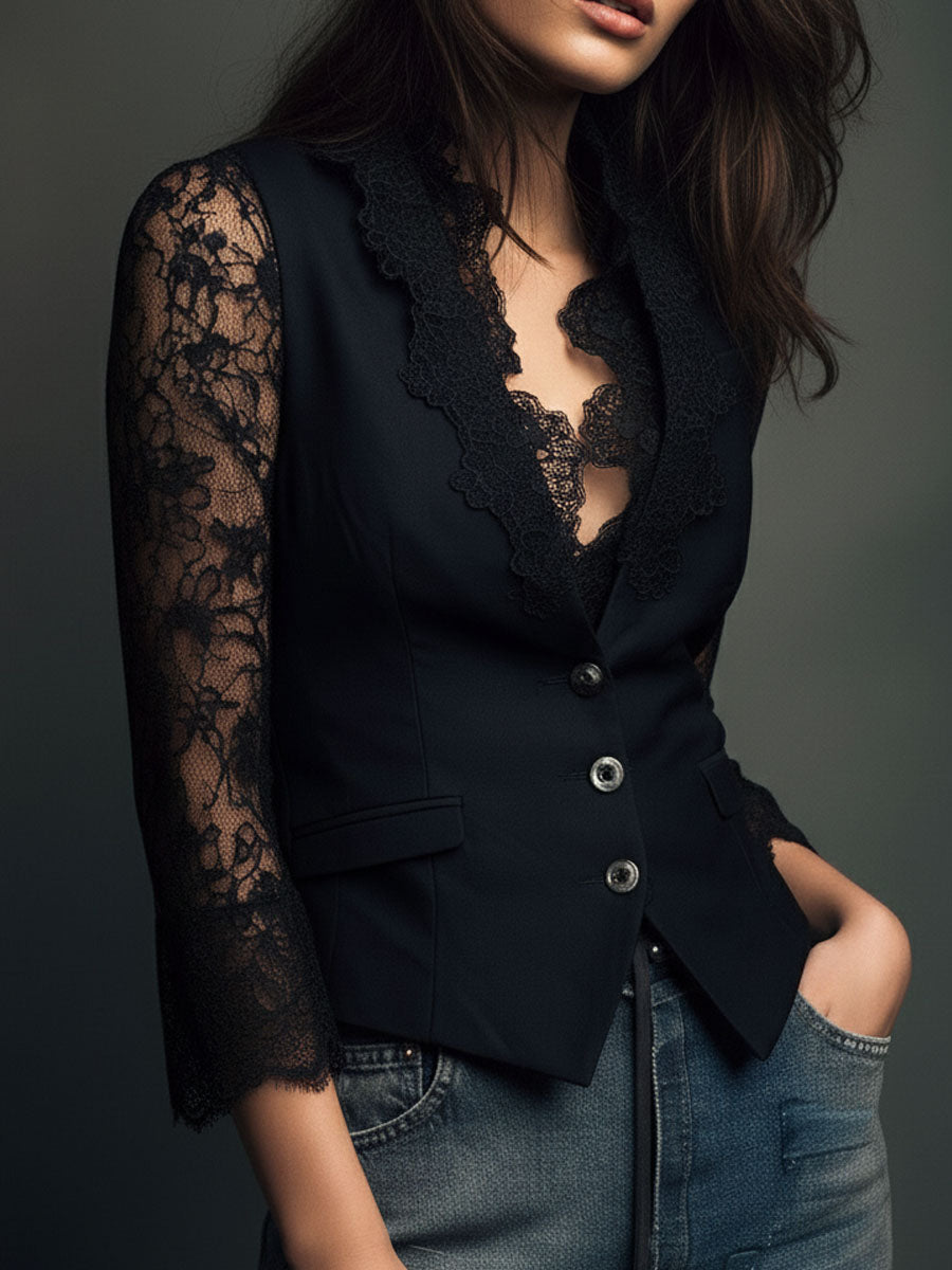 Millicent™ Lace Panel Sleeve Top