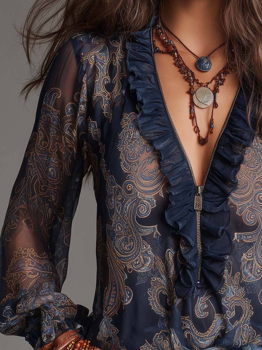Mignon™ Metallic Paisley Chiffon Blouse