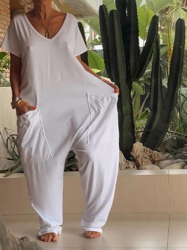 Filomena™ Cotton V-Neck Jumpsuit