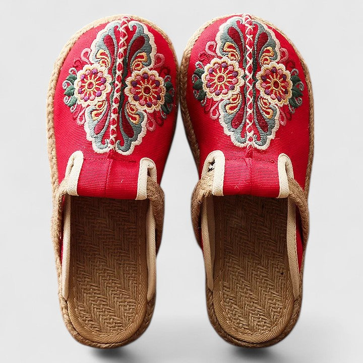 Solveig™ Floral Embroidered Mules