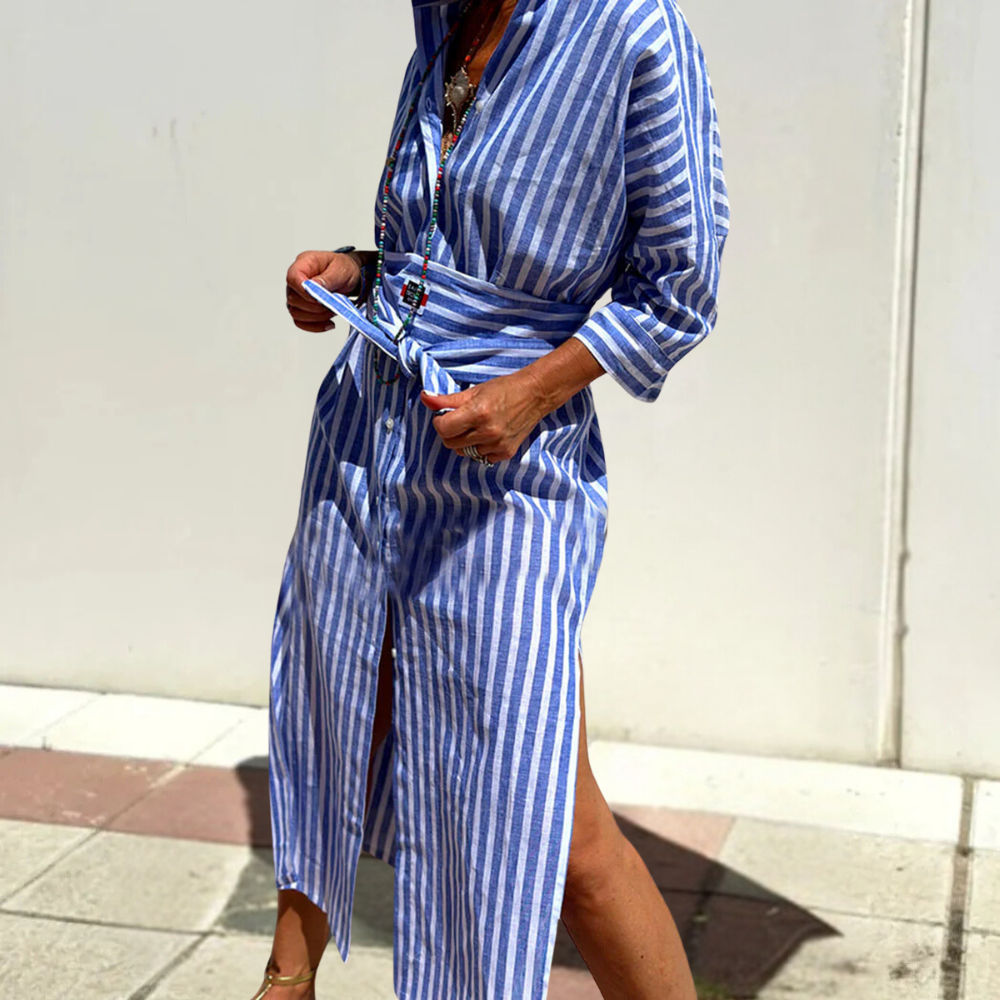 Cordula™ Striped Shirt Midi Dress