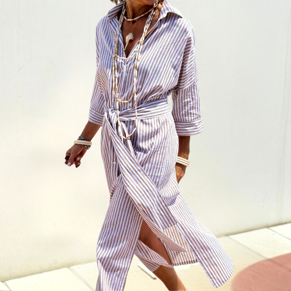 Cordula™ Striped Shirt Midi Dress