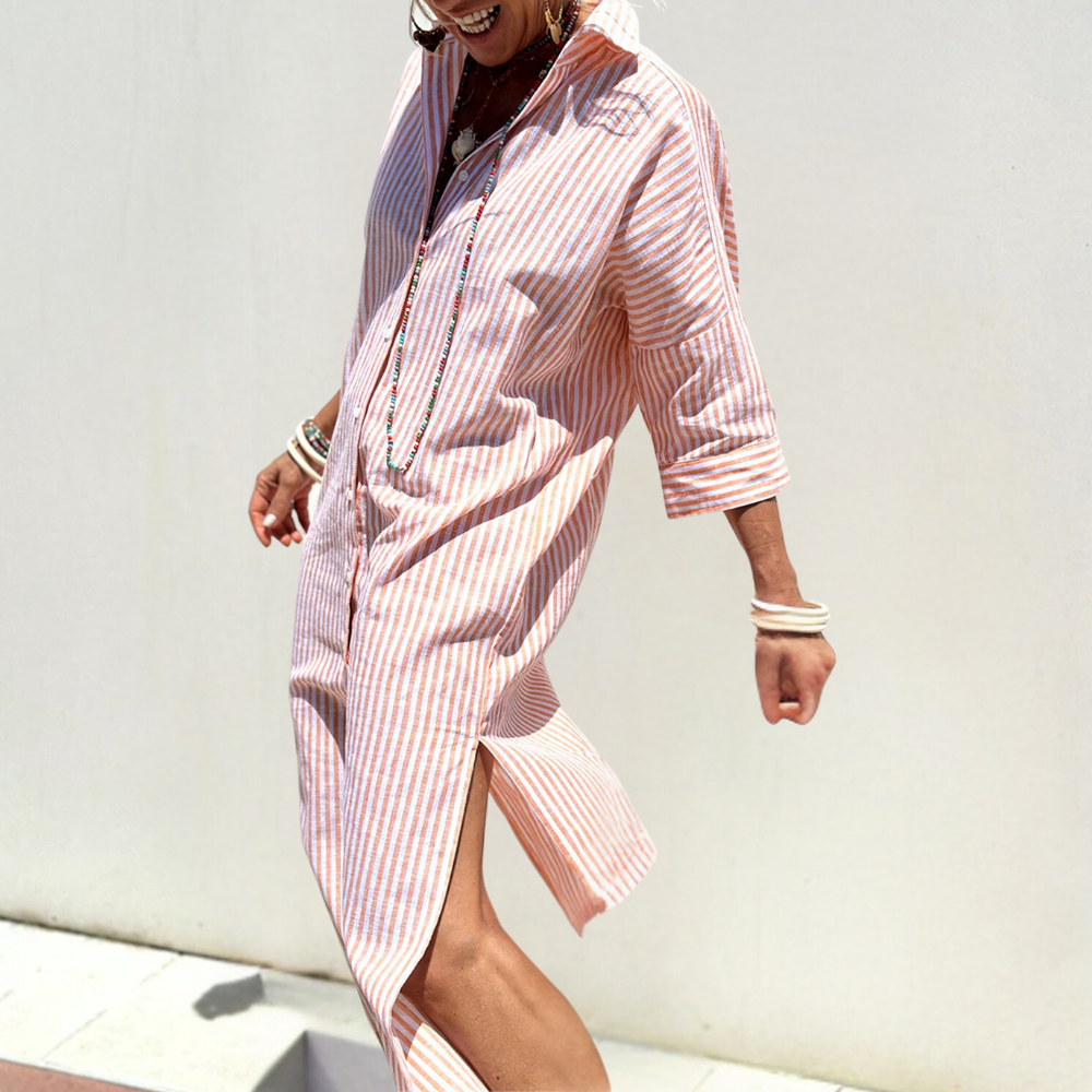 Cordula™ Striped Shirt Midi Dress