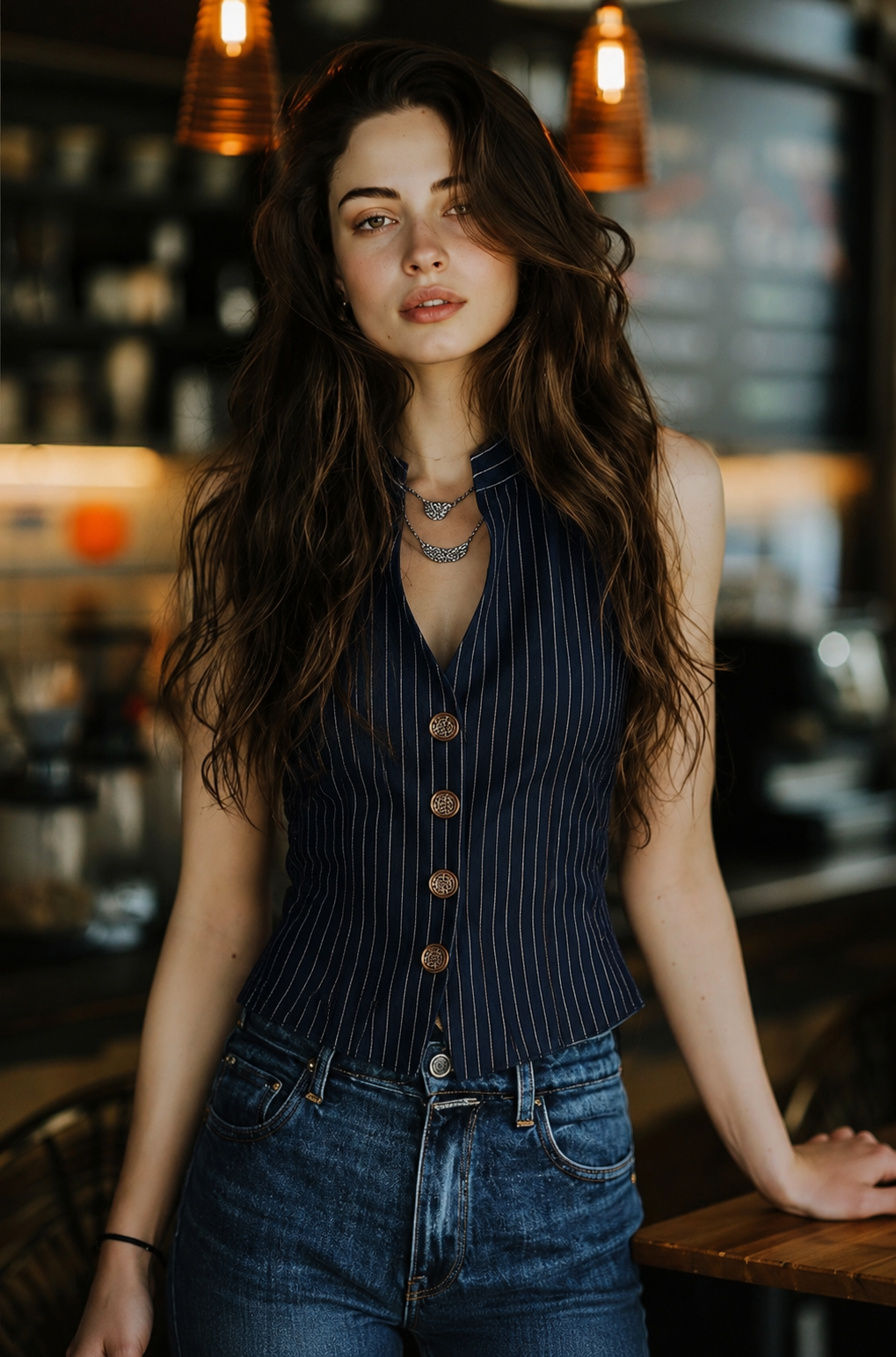 Morna™ Striped Henley Tank Top