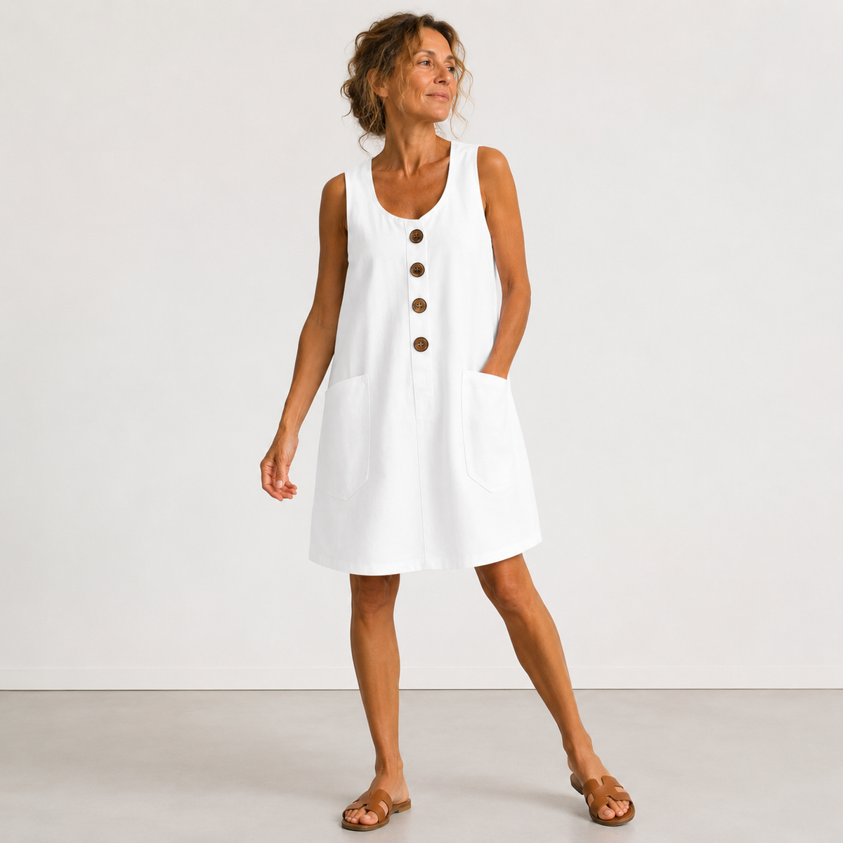 Mabel™ Sleeveless Button-Front Dress