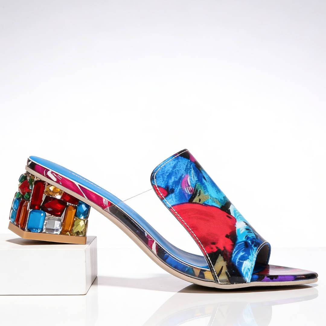 Rosalie™ Rhinestone Block Heel Slides