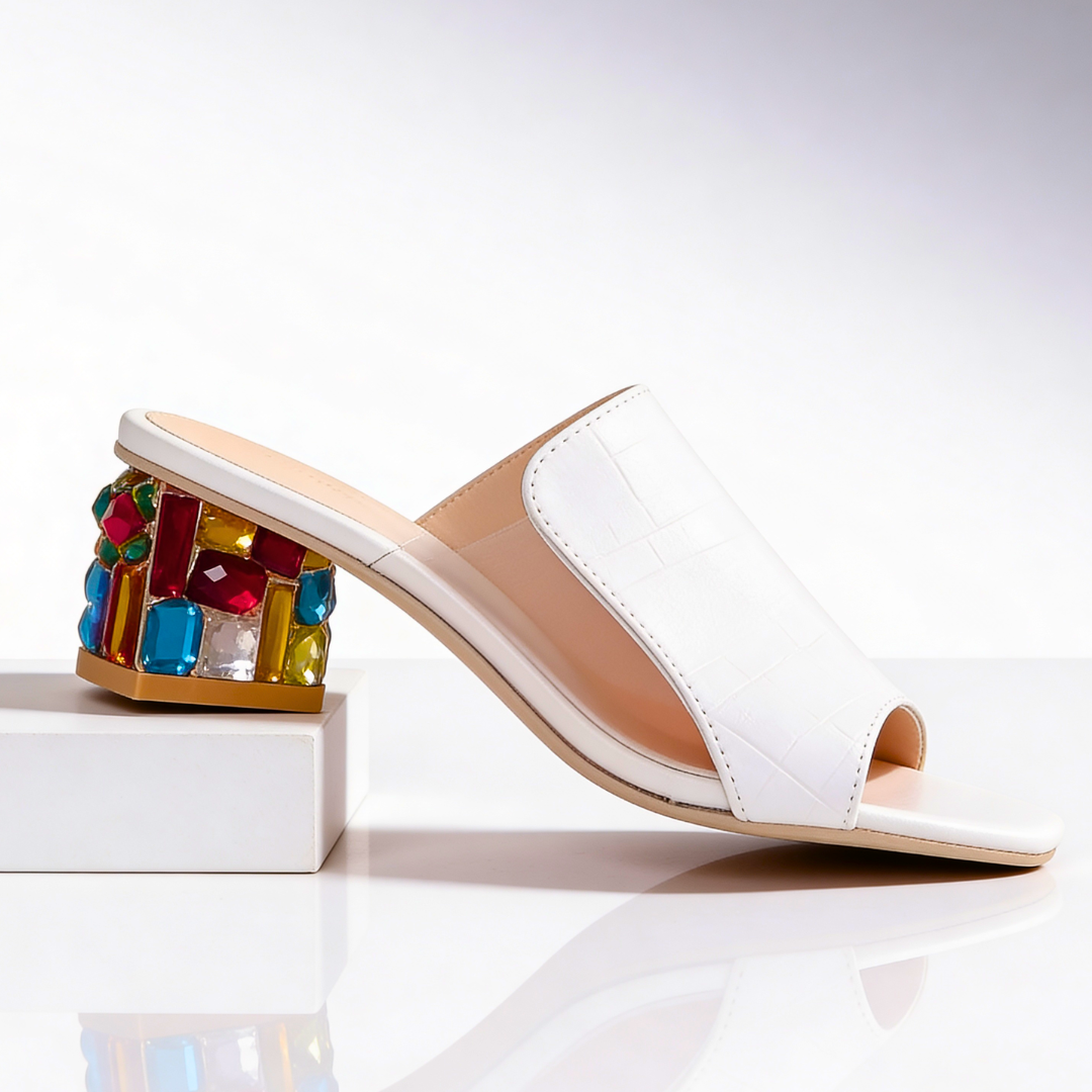 Rosalie™ Rhinestone Block Heel Slides