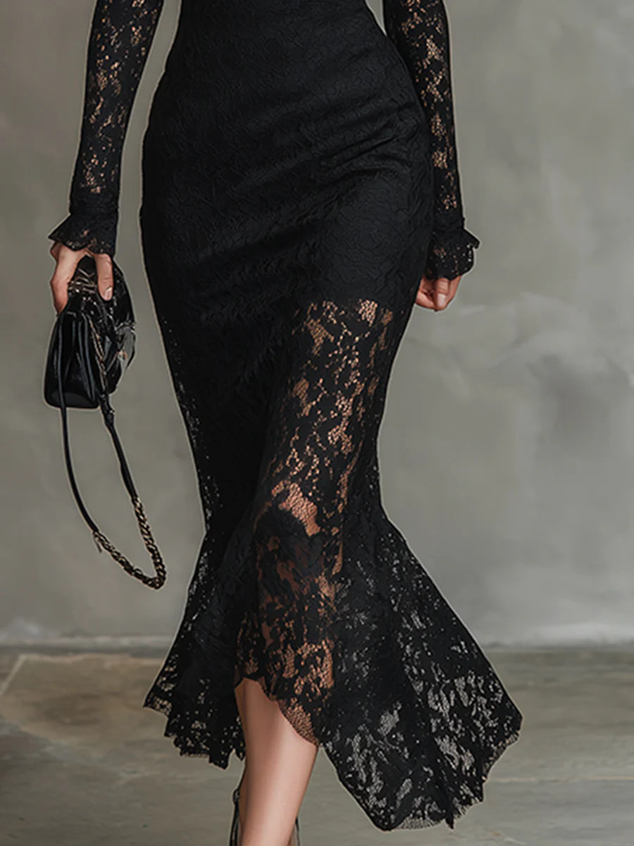 Althea™ Black Lace Maxi Dress