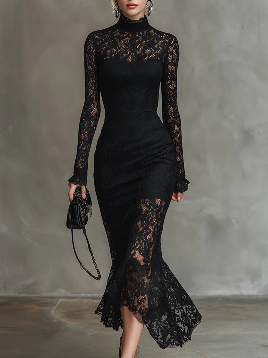 Althea™ Black Lace Maxi Dress
