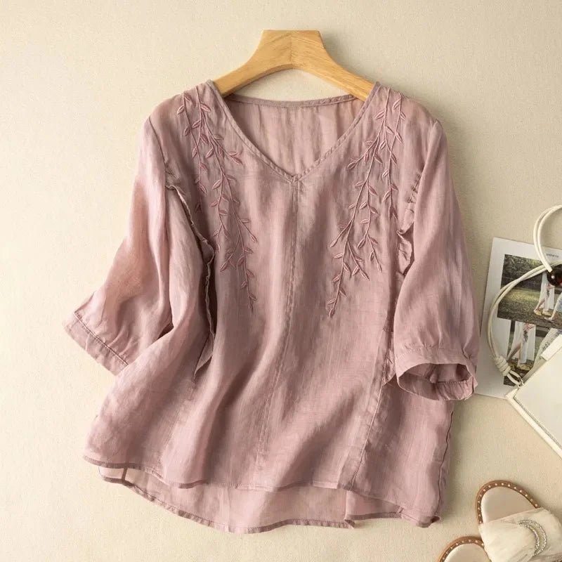 Kerensa™ Loose Retro Cotton-Linen Top