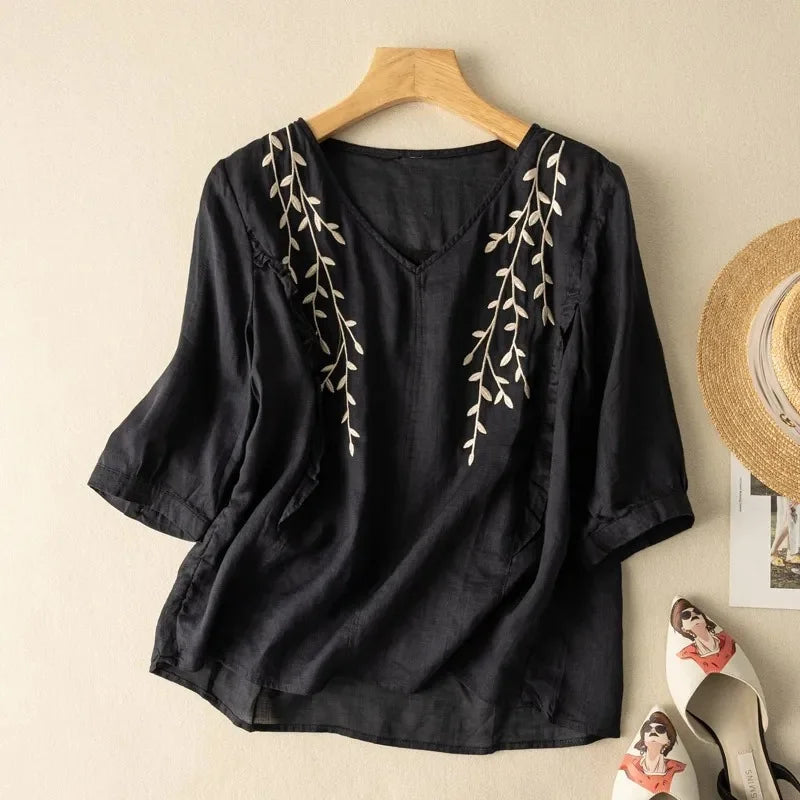 Kerensa™ Loose Retro Cotton-Linen Top