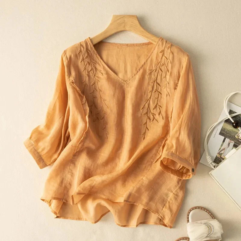 Kerensa™ Loose Retro Cotton-Linen Top