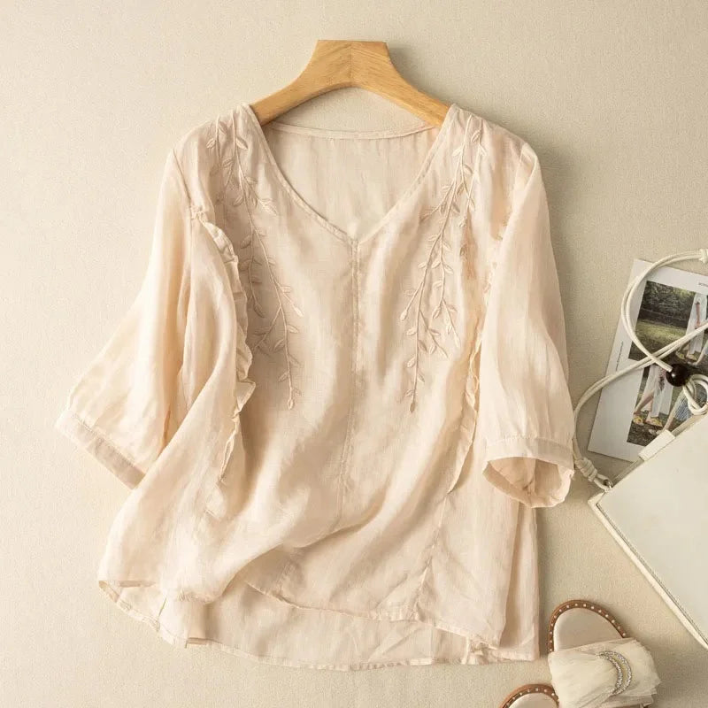 Kerensa™ Loose Retro Cotton-Linen Top
