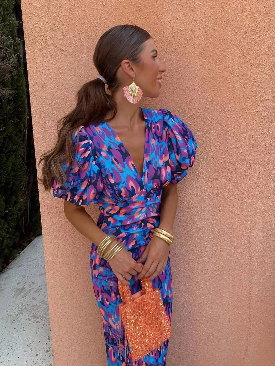 Bessie™ Puff-Sleeve Midi Dress