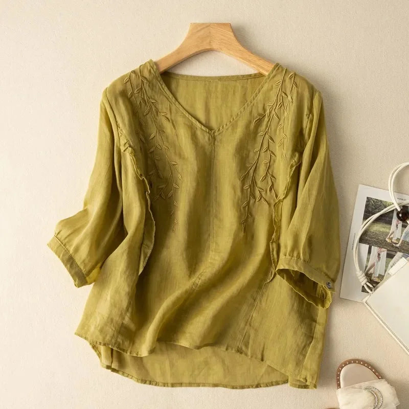 Kerensa™ Loose Retro Cotton-Linen Top