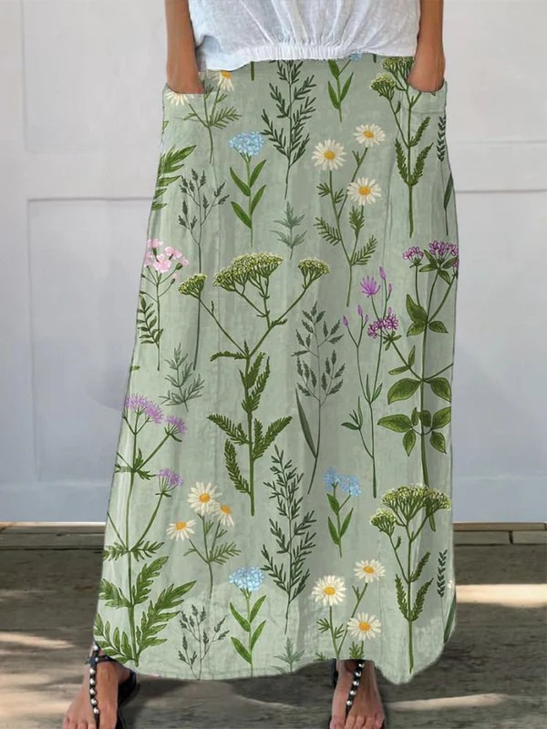 Spring Meadow Floral printed pocket skirt