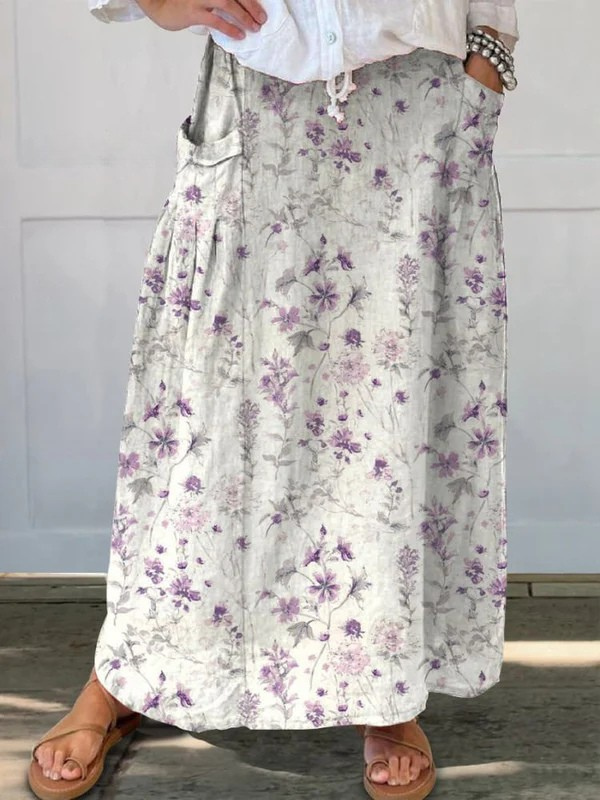 Lilac Vine Floral printed pocket skirt