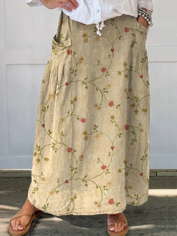 Rose Vine Floral printed pocket skirt