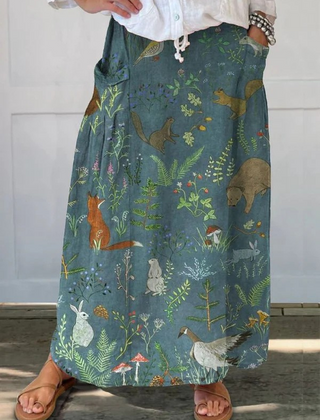 Woodland Animal Print pocket skirt