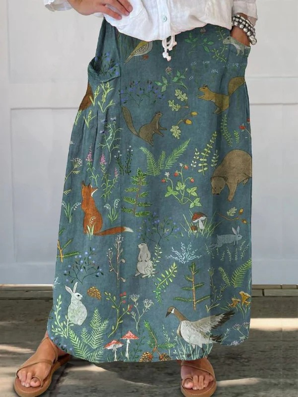 Woodland Animal Print pocket skirt
