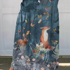 Midnight Fox Print pocket skirt