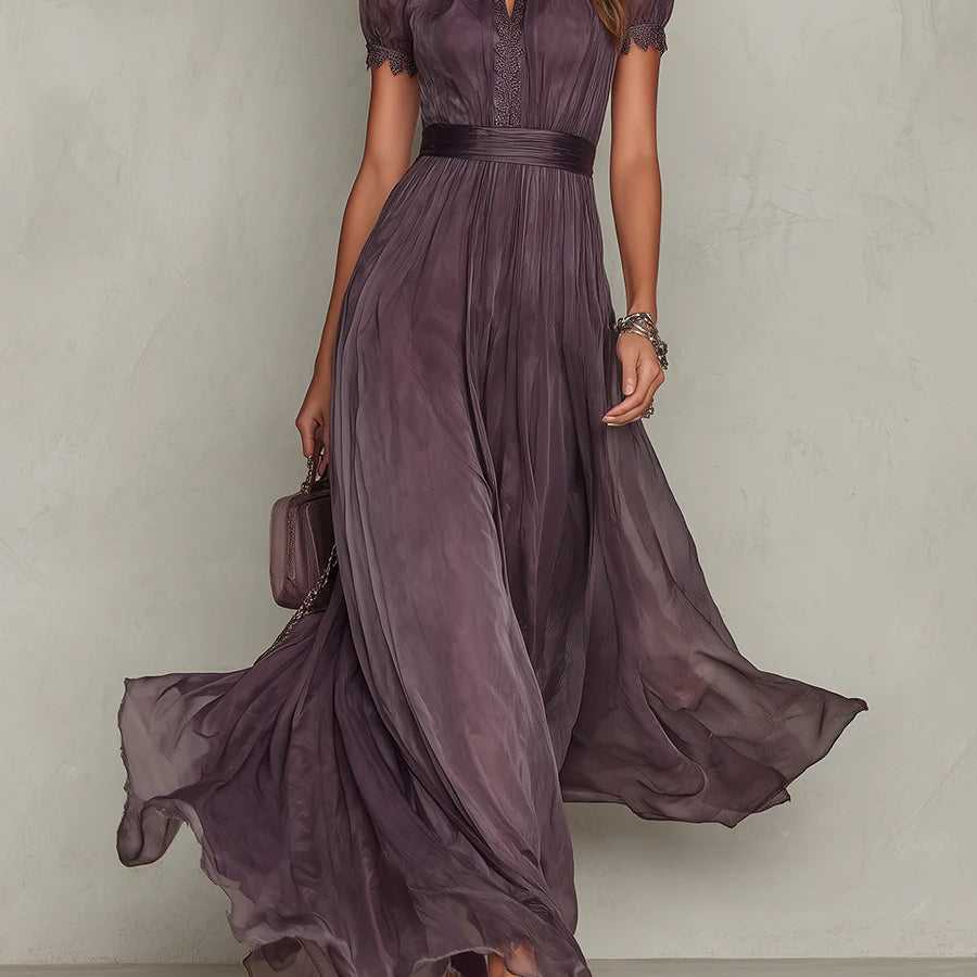 Agatha™ Chiffon Lace-Trim Maxi Dress