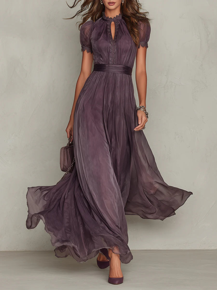 Agatha™ Chiffon Lace-Trim Maxi Dress