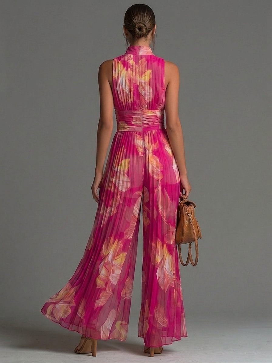 Eudora™ Fuchsia Floral Wide-Leg Jumpsuit