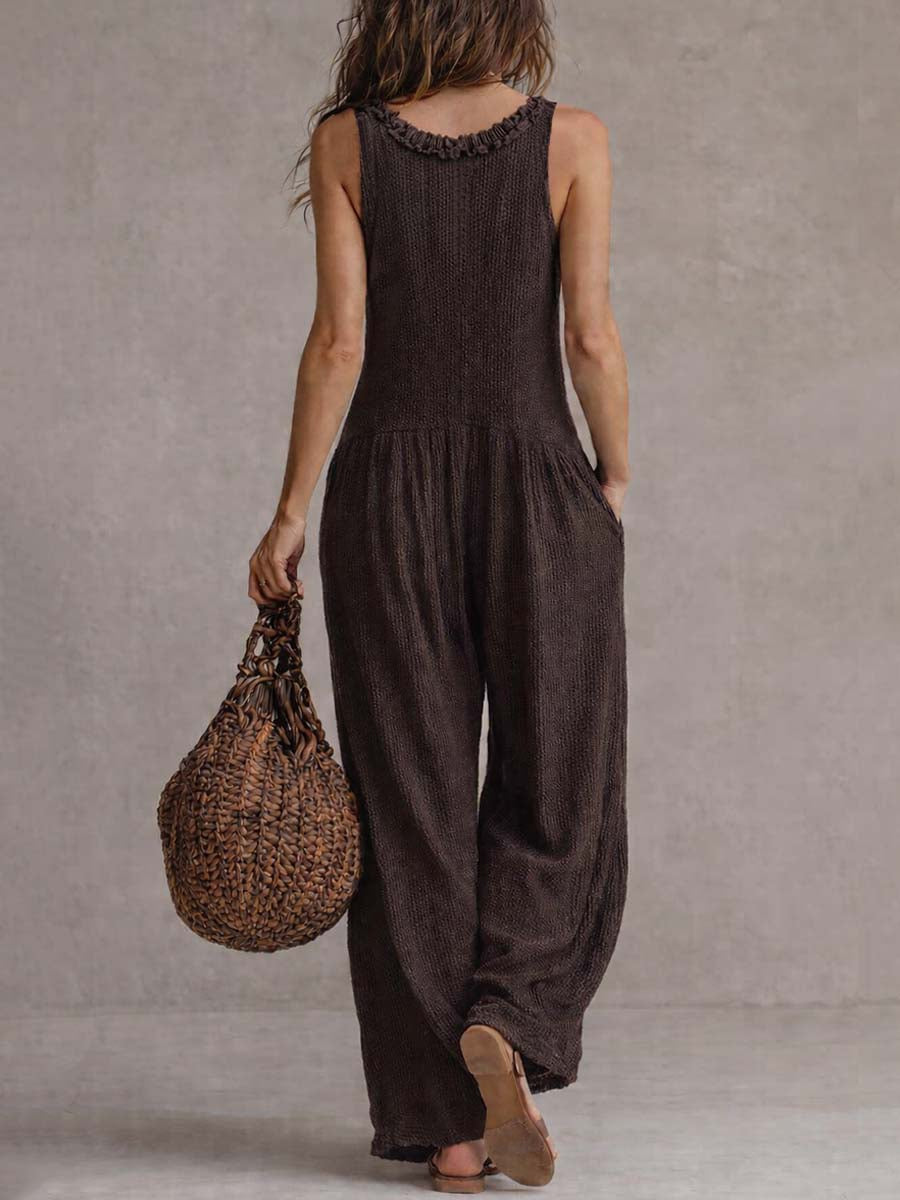 Glennis™ Ruffled V-Neck Wide-Leg Jumpsuit