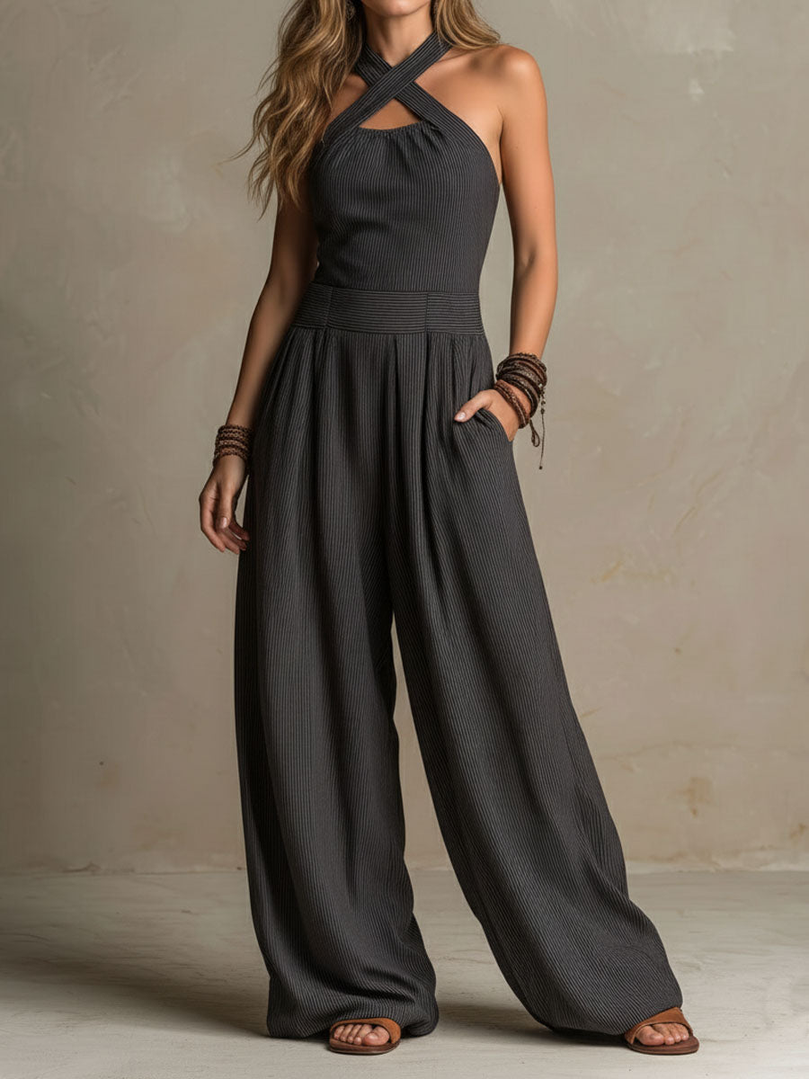 Fabiana™ Pinstripe Halter Jumpsuit