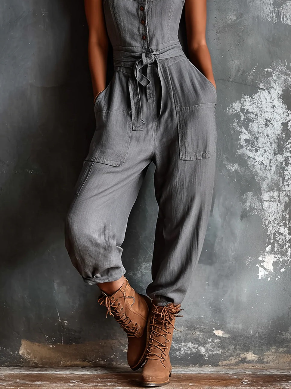 Fawn™ Belted Square-Neck Jumpsuit