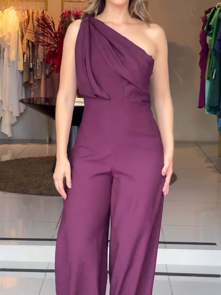 Evetta™ Purple One-Shoulder Jumpsuit