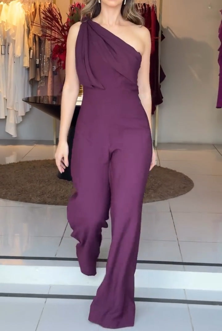 Evetta™ Purple One-Shoulder Jumpsuit