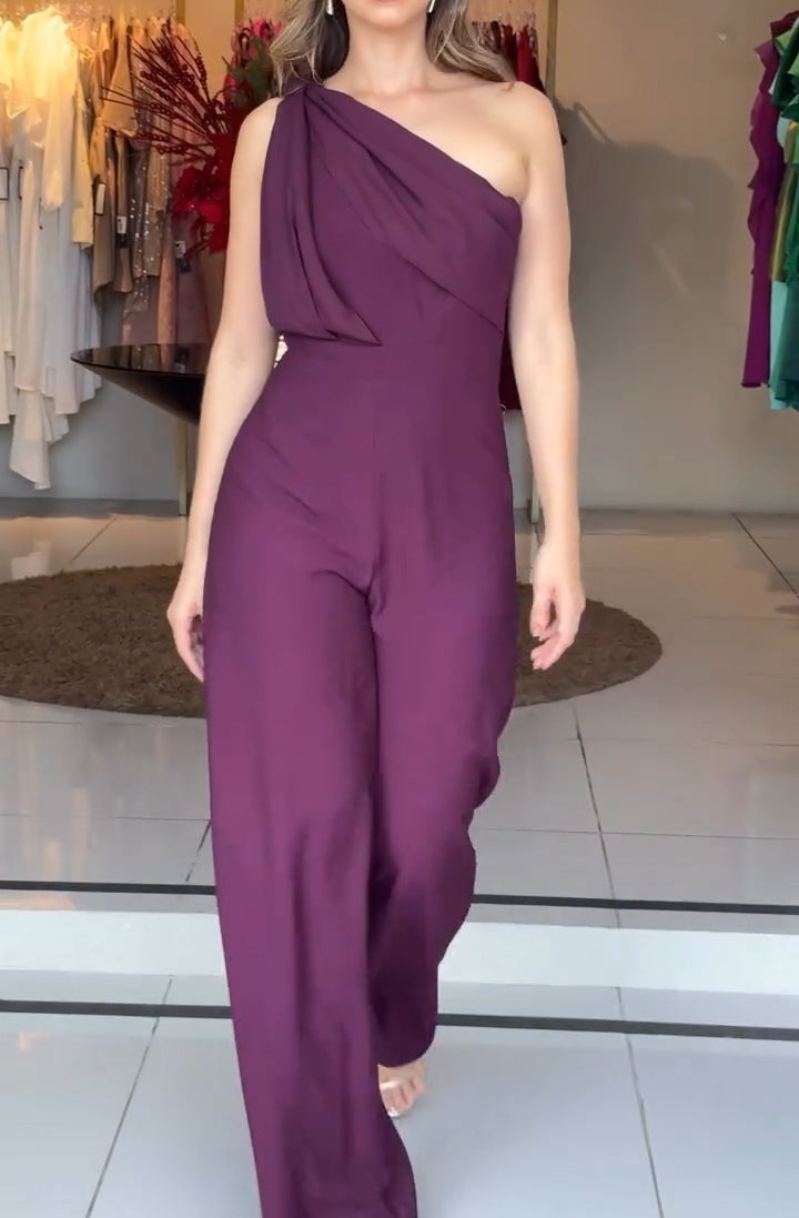 Evetta™ Purple One-Shoulder Jumpsuit