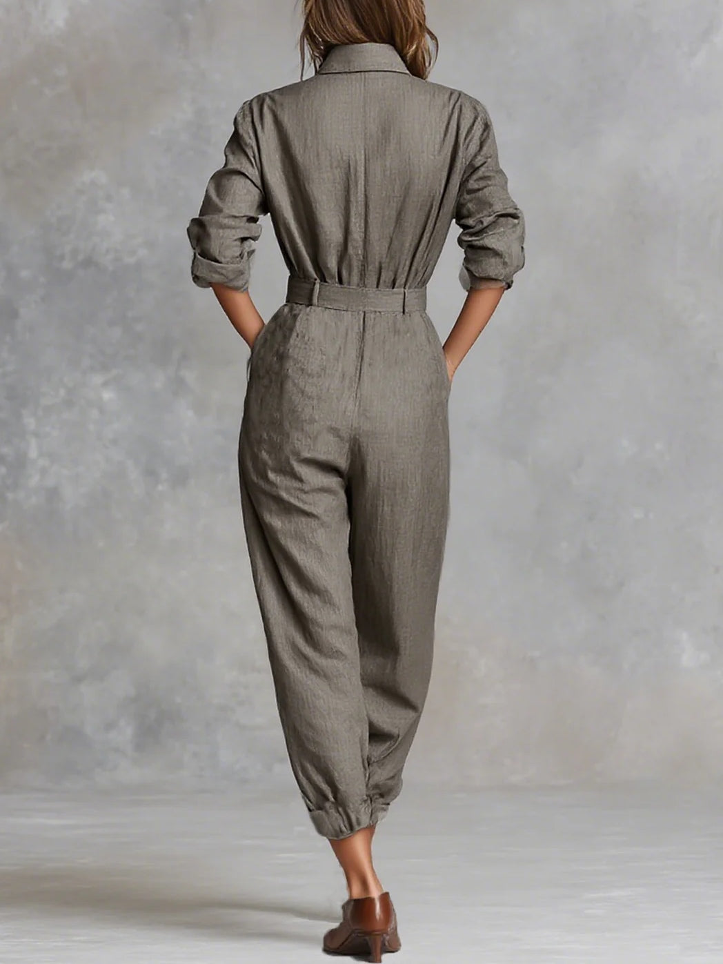 Everly™ Cotton Linen Shirt Jumpsuit
