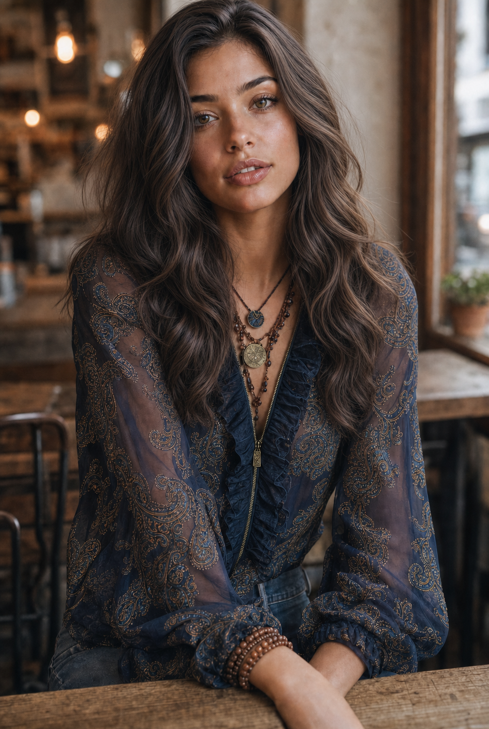Mignon™ Metallic Paisley Chiffon Blouse