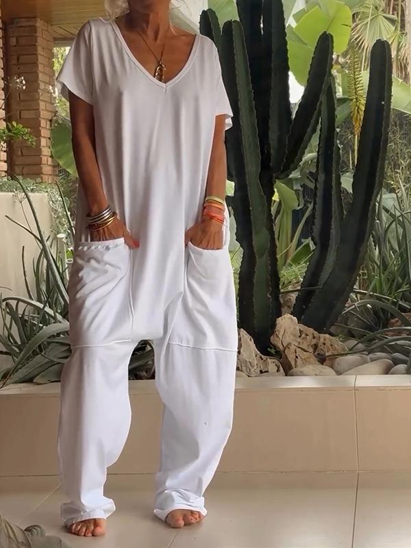 Filomena™ Cotton V-Neck Jumpsuit