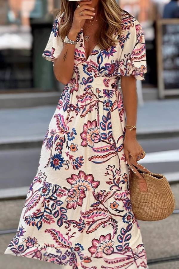 Aurora™ Floral Puff-Sleeve Maxi Dress