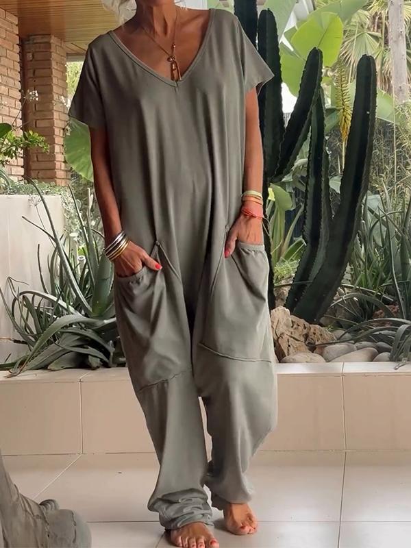 Filomena™ Cotton V-Neck Jumpsuit