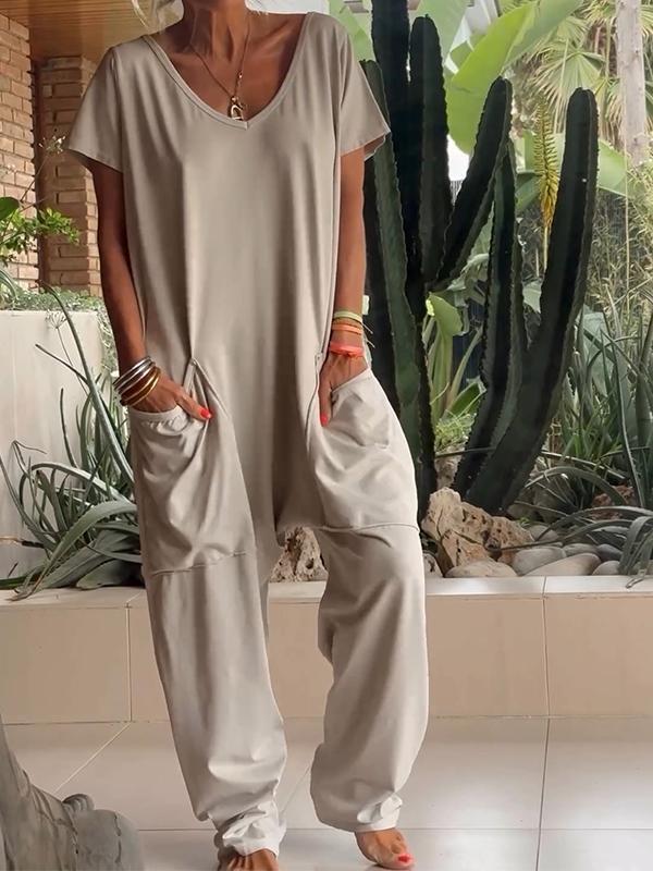 Filomena™ Cotton V-Neck Jumpsuit